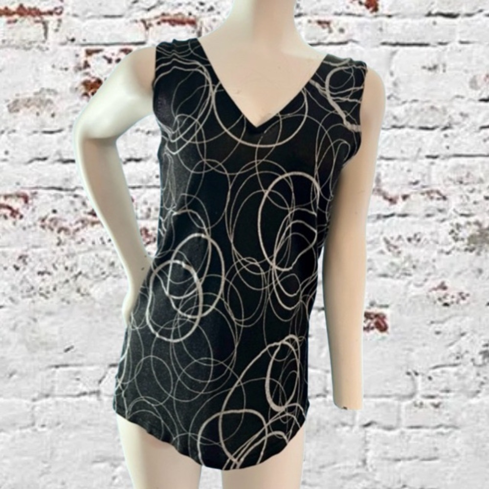Express V Cut Black and Silver Sleeveless Lightweight Sweater Top, Size Small